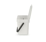 Brabantia - Sort & Go çöp kutusu 3 l – küçük geri dönüşüm kabı – taşıma sapı – bakımı kolay – tezgah veya mutfak dolabı için – mutfak çöp kovası – açık gri – 19 x 14 x 18 cm