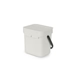 Brabantia - Sort & Go çöp kutusu 3 l – küçük geri dönüşüm kabı – taşıma sapı – bakımı kolay – tezgah veya mutfak dolabı için – mutfak çöp kovası – açık gri – 19 x 14 x 18 cm