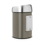 Brabantia Touch Bin 3 L plastik eklentili, paslanmaz çelik, Kahverengi, 3 l