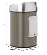 Brabantia Touch Bin 3 L plastik eklentili, paslanmaz çelik, Kahverengi, 3 l
