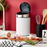 Brabantia Touch Bin plastik eklentili Çöp kutusu, paslanmaz çelik, Beyaz, 3 l