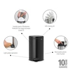Brabantia Tret Çöp Kovası, İç Kovalı, Plastik, Çelik, plastik, mat siyah, 12 Liter - Seçenekler: 3 L, 3 Liter, 5 L, 5 Litre, 12 L, 12 Liter, 20 L, 20 litre...