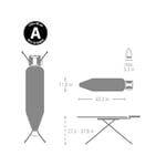 Brabantia - Ütü masası A - Buharlı ütü için - Yüksekliği ayarlanabilir - Sol ve Sağ elini kullananlar için - Sağlam dört ayaklı çerçeve - Kolay kaydırılabilir - Denim Blue - 110 x 30 cm