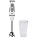 Braun MQ 5200WH - MultiQuick 5 Vario el blenderi paslanmaz çelik karıştırma ayağı, 1000 Watt, 600 ml karıştırma ve ölçüm kabı dahil, beyaz/gri