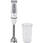 Braun MQ 5200WH - MultiQuick 5 Vario el blenderi paslanmaz çelik karıştırma ayağı, 1000 Watt, 600 ml karıştırma ve ölçüm kabı dahil, beyaz/gri