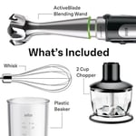 Braun MQ7035 Taşınabilir Daldırma El Blender,500W Stick Blender,Değişken Hız,2 Kupa Chopper,Çırpma teli,Beher,Çorba,Bebek Maması,Smoothies,Humus,Yumurta Çırpıcı