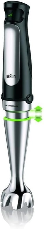 Braun MultiQuick 7 MQ 7075X el blenderi, ActiveBlade teknolojisine sahip çıkarılabilir paslanmaz çelik blender ayağına sahip el blenderi, 3 parçalı aksesuar seti dahil, 1000 watt, siyah