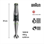 Braun MultiQuick 9 MQ 9147X el mikseri – Active PowerDrive ve SplashControl ile, püre yapma çubuğu, sebze ezici, mikser, parçalayıcı ve çırpma teli, 1200 Watt, siyah/paslanmaz çelik