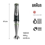 Braun MultiQuick 9 MQ 9187XLI el mikseri – Active PowerDrive teknolojili püre çubuğu ve parçalama, damgalama, karıştırma ve buz kırma, 1200 Watt, siyah/paslanmaz çelik