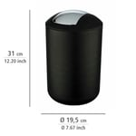 Brazil L siyah sallanan kapaklı kova 6,5 l - Seçenekler: 31 x 19.5 x 19.5 cm, 6,5 L