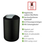 Brazil L siyah sallanan kapaklı kova 6,5 l - Seçenekler: 31 x 19.5 x 19.5 cm, 6,5 L