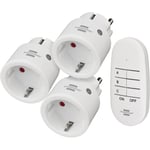 Brennenstuhl Comfort-Line Mini 3+1 kablosuz priz seti, 3'lü uzaktan kumanda seti (iç mekan, el vericisi ve yüksek temas koruması) beyaz