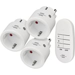 Brennenstuhl Comfort-Line Mini 3+1 kablosuz priz seti, 3'lü uzaktan kumanda seti (iç mekan, el vericisi ve yüksek temas koruması) beyaz