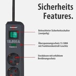 Brennenstuhl Eco-Line çoklu priz, yüksek gerilim korumalı, Gri, 1159700015