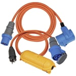 Brennenstuhl Kamp adaptör seti/CEE adaptör kablosu 1,5 m, CEE 230 V uzatma kablosu 3 m, Safe-Box Big IP44 (her kamp tatili için ideal kamp aksesuarı, IP44), turuncu