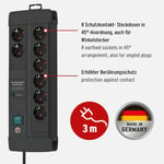 Brennenstuhl Premium-Line Duo Serisi 5 Yıl Garantili 60.000 Amper Akım Korumalı Özellikli 8 Soketli 3 Metre Kablolu Priz