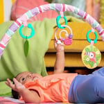 Bright Starts Pink Palms Tiki Oyuncak Çubuklu Bebek Jimnastik Aktivitesi Ve Yüz Üstü Geçirilen Zaman Matı, Oyuncak Çubuğu Ve 3 Oyuncak, Yenidoğan İle 3 Yaş Arası Bebekler İçin