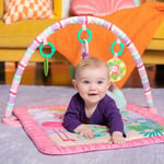 Bright Starts Pink Palms Tiki Oyuncak Çubuklu Bebek Jimnastik Aktivitesi Ve Yüz Üstü Geçirilen Zaman Matı, Oyuncak Çubuğu Ve 3 Oyuncak, Yenidoğan İle 3 Yaş Arası Bebekler İçin