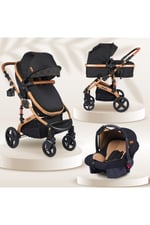 Brion Mila 4in 1 Çift Yönlü Travel Sistem Bebek Arabası Gold Siyah
