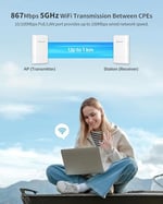 BrosTrend 5GHz 867Mbps Kablosuz Köprü, 1KM WiFi Köprüsü, PtP ve PtMP için Uzun Menzilli Noktadan Noktaya Açık Hava CPE, IP65 Tak ve Çalıştır, Pasif PoE Enjektörü, Çiftlik Garaj Binası vb. İçin 2 Paket