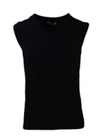 BSM Erkek Modal Pamuk Dip Kol V Yaka Yumuşak Nefes Alabilen Rahat Atlet (XL, Siyah)