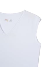 BSM Erkek Modal Pamuk Dip Kol V Yaka Yumuşak Nefes Alabilen Rahat Atlet (S, Beyaz)
