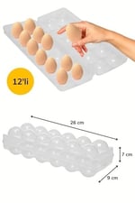BUFFER® 12'li Şeffaf Kapaklı Kilitli Yumurta Saklama Kabı Kutusu Aparatı