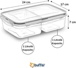BUFFER® 2 Bölmeli 1+1 Litre Kilitli Kapaklı Erzak Saklama Kabı LC-525