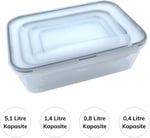 BUFFER® 4'lü İç İçe Sızdırmaz Contalı Kilitli Kapaklı Plastik Erzak Saklama Kapları LC315