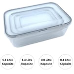 BUFFER® 4'lü İç İçe Sızdırmaz Contalı Kilitli Kapaklı Plastik Erzak Saklama Kapları LC315
