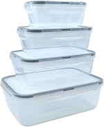 BUFFER® 4'lü İç İçe Sızdırmaz Contalı Kilitli Kapaklı Plastik Erzak Saklama Kapları LC315