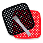 BUFFER® Renkli Isıya Dayanıklı Yıkanılabilir Silikon Fırın Ve Airfryer Kare Model Pişirme Matı 21,5 Cm (kırmızı)