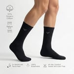 Bulusorganic tenis çorabı, 3 çift %100 organik havlu pamuklu çorap, güvenli bir uyum için sıkıştırma, güçlendirilmiş parmak ve topuk