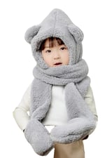 Bundera Babykid Çocuk Kapşonlu Peluş Bere Atkı Eldiven Welsoft Boyunluk Rüzgar Geçirmez Kulaklı Şapka - Seçenekler: 3-6 Yıl, 7-10 Yıl, Tek Beden