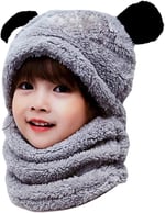 Bundera Panda Çocuk Kapşonlu Peluş Bere Atkı Welsoft Boyunluk Rüzgar Geçirmez Kulaklı Şapka