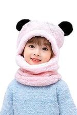 Bundera Panda Çocuk Kapşonlu Peluş Bere Atkı Welsoft Boyunluk Rüzgar Geçirmez Kulaklı Şapka