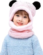 Bundera Panda Çocuk Kapşonlu Peluş Bere Atkı Welsoft Boyunluk Rüzgar Geçirmez Kulaklı Şapka
