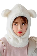 Bundera Wig Kadın Peluş Bere Kar Maskesi Boyunluk Termal Welsoft Polar Şapka Atkı Rüzgar Geçirmez