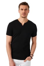 Buratti% 100 Pamuklu V Yaka T Shirt ERKEK T SHİRT 5902122 SİYAH S