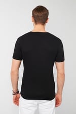 Buratti% 100 Pamuklu V Yaka T Shirt ERKEK T SHİRT 5902122 SİYAH M