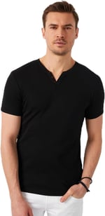 Buratti% 100 Pamuklu V Yaka T Shirt ERKEK T SHİRT 5902122 SİYAH S