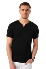 Buratti% 100 Pamuklu V Yaka T Shirt ERKEK T SHİRT 5902122 SİYAH M