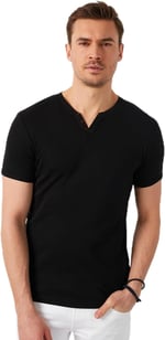 Buratti% 100 Pamuklu V Yaka T Shirt ERKEK T SHİRT 5902122 SİYAH M