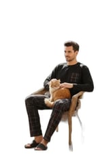 Buratti Ekoseli Cepli Beli Lastikli% 100 Pamuk Regular Fit Pijama Takımı Erkek PİJAMA TAKIMI 6572001