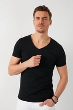 Buratti Pamuklu Slim Fit V Yaka Basic T Shirt Erkek T SHİRT 5412001