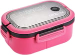 Busstier 1200 ml 2 Katlı 6 Bölmeli BPA'sız PP Plastik Sefer Tası ve Beslenme Çantası - Hava Kilitli Bento Lunch Box, Çatal ve Kaşık Dahil (Pembe)