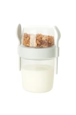 Busstier Müsli ve Granola Kapsülü, 1100 ML Sızdırmaz Yoğurt Kabı, Take And Go Kaşıklı Granola Kabı, Pratik ve Taşınabilir Tasarım (Beyaz)