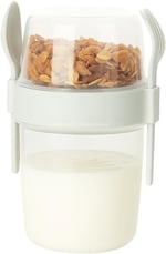 Busstier Müsli ve Granola Kapsülü, 1100 ML Sızdırmaz Yoğurt Kabı, Take And Go Kaşıklı Granola Kabı, Pratik ve Taşınabilir Tasarım (Beyaz)