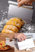 Busstier Paslanmaz Çelik Hamur Kesme ve Kazıyıcı Spatula Ölçü Çizgili Pasta Kek Kesici Aparat