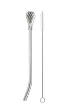 Busstier Süzgeç Uçlu Metal Pipet Seti, Filtreli Kaşık Pipet, Temizleme Fırçası Dahil, Kokteyl Sunum Bitki Çayı ve Yerba Mate (Bombilla) için Tekrar Kullanılabilir Şık Tasarım